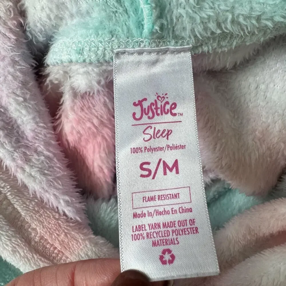 Justice Girls Plush Oversized Hoodie Sleep Shirt Tie Dye Lounge Wear Size S/M